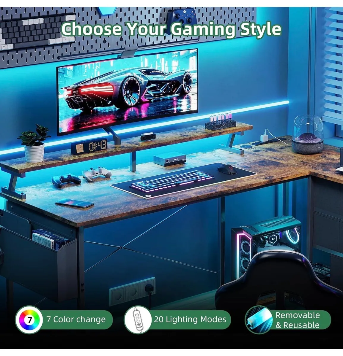 Corner Desk with 4 Drawers, L Shaped Computer Desk - Image 3