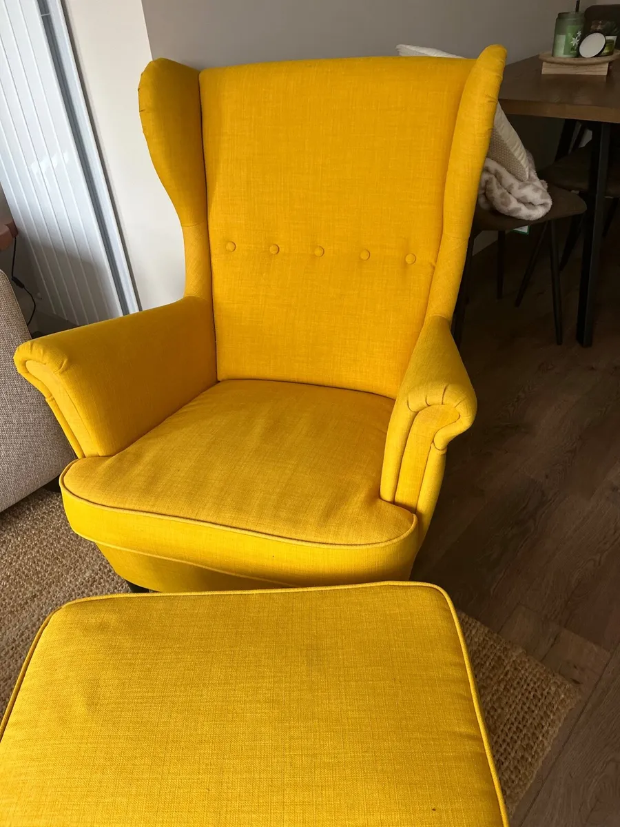 Yellow chair & footstool - Image 2