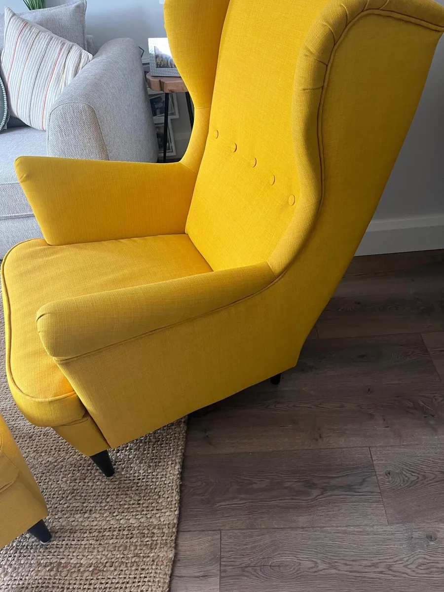 Yellow chair & footstool - Image 3