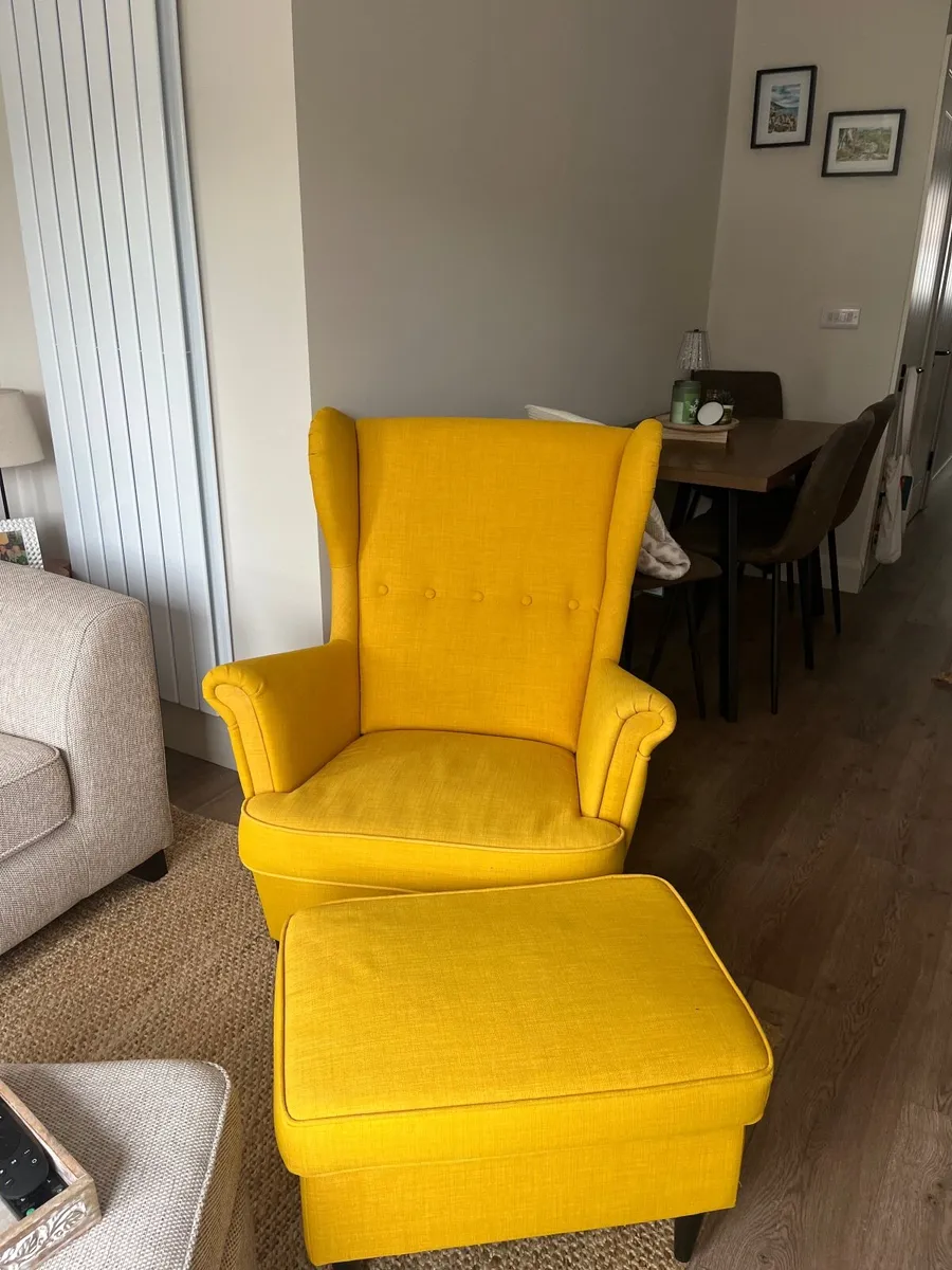 Yellow chair & footstool - Image 1
