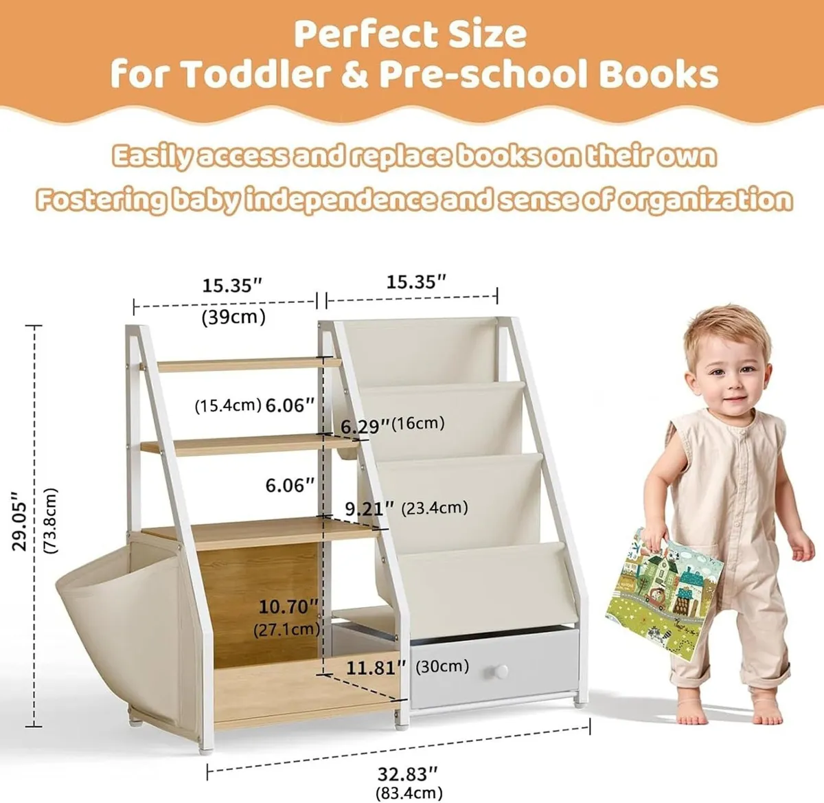 Kids Bookshelf with Toy Storage Toddler Drawer - Image 2