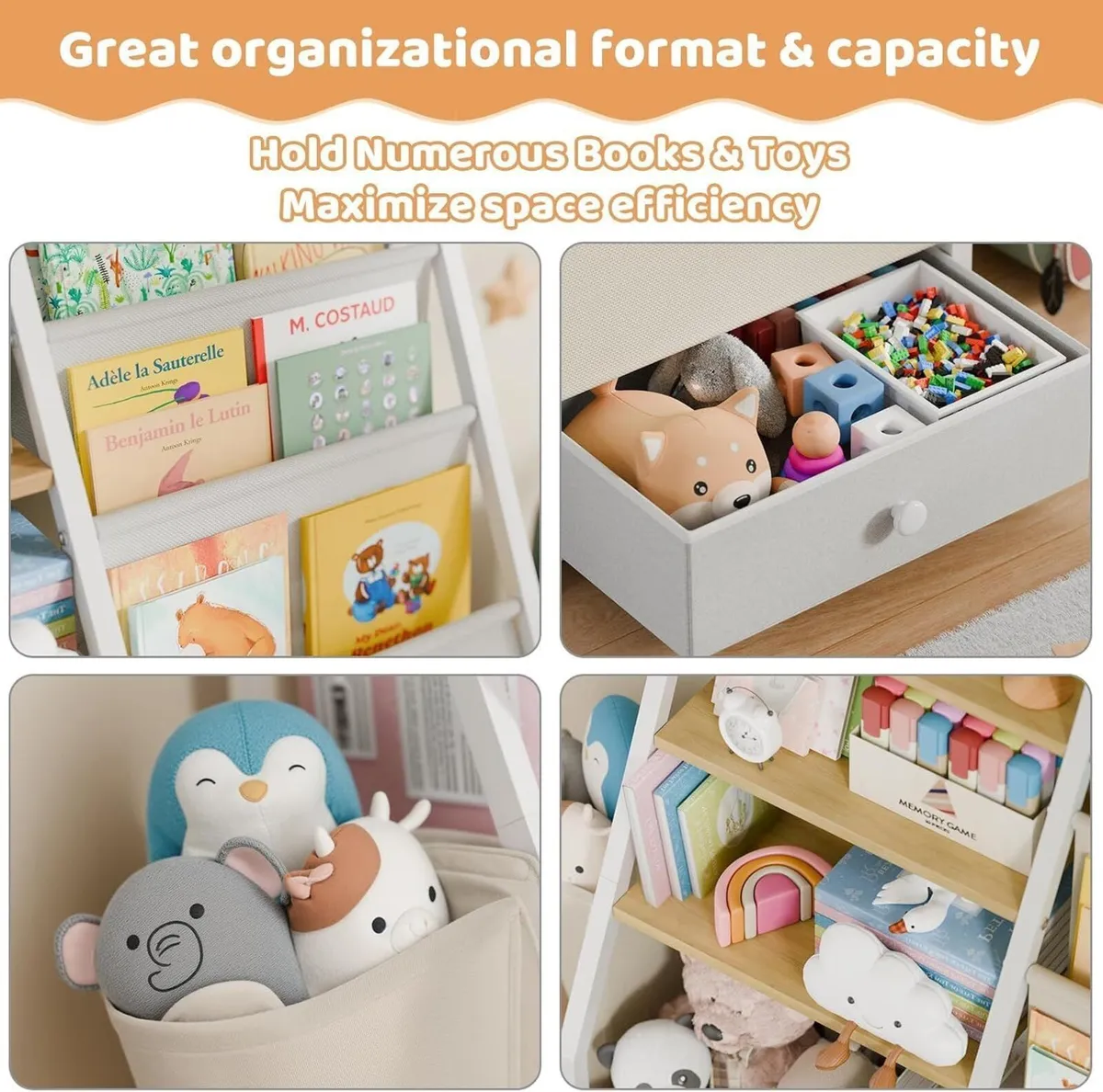 Kids Bookshelf with Toy Storage Toddler Drawer - Image 3