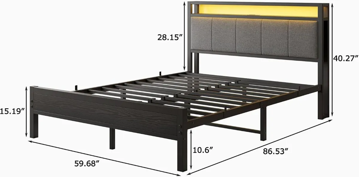 Bed Frame with Storage Headboard - Image 2