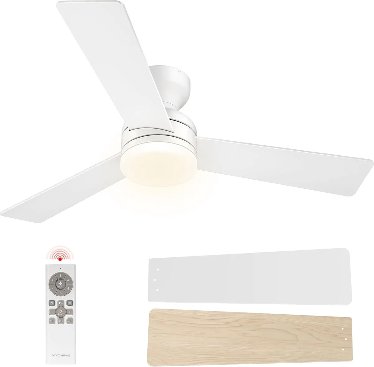 42" Ceiling Fans with Lights Remote Flush Mount - Image 1