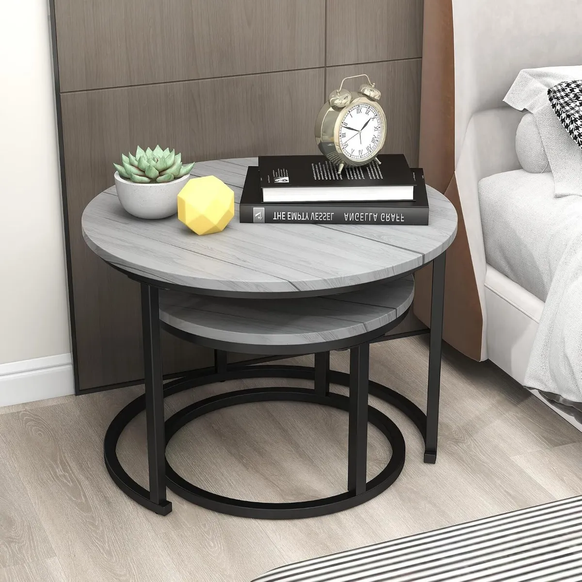 Round Coffee Table Nesting Side for Living Room - Image 4