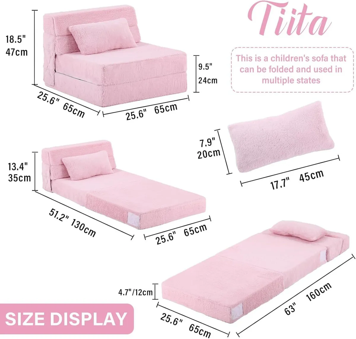 Folding Sofa Bed for Kids Quad-Fold Mattress - Image 3