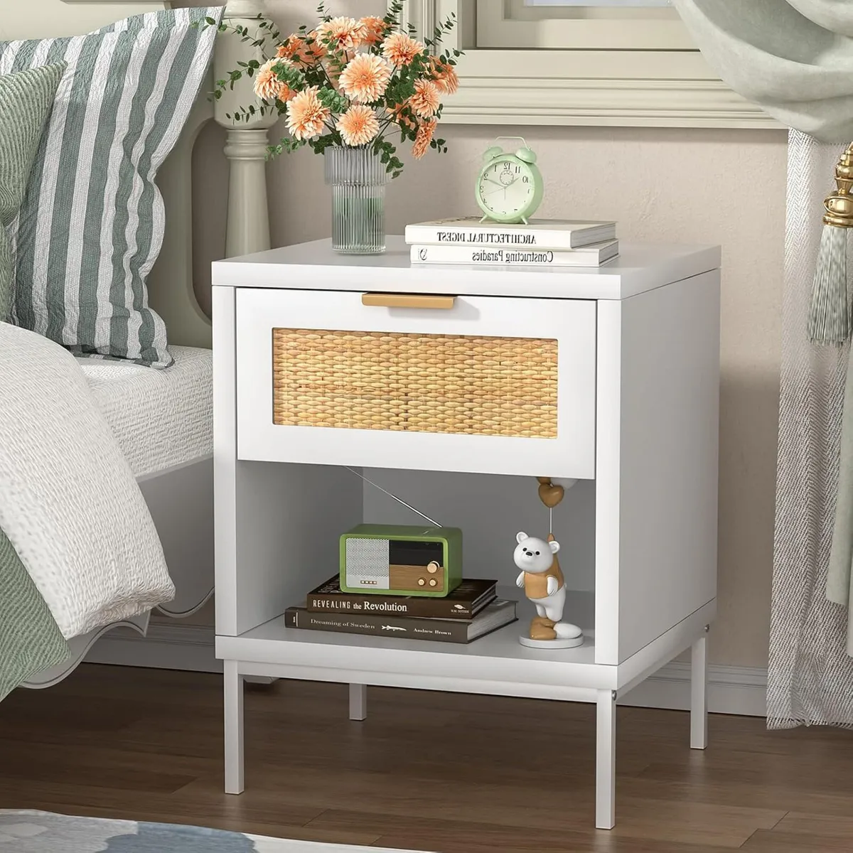 Bedside Tables Rattan Bed Side Table for Bedroom - Image 4