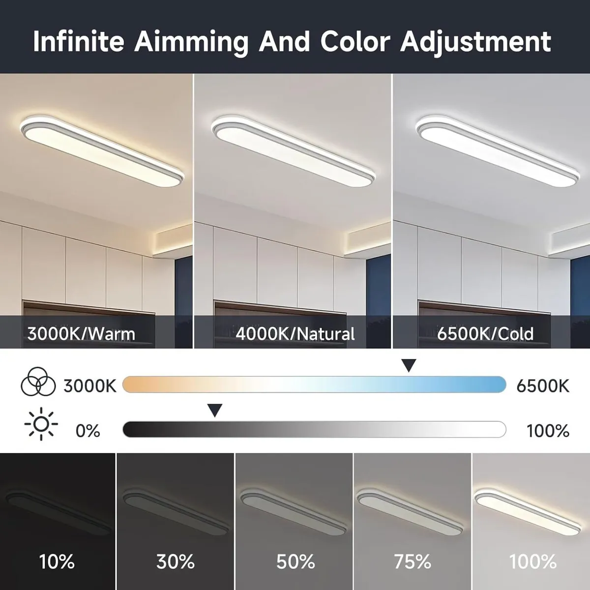 LED Ceiling Light Dimmable Modern Metal Linear - Image 4