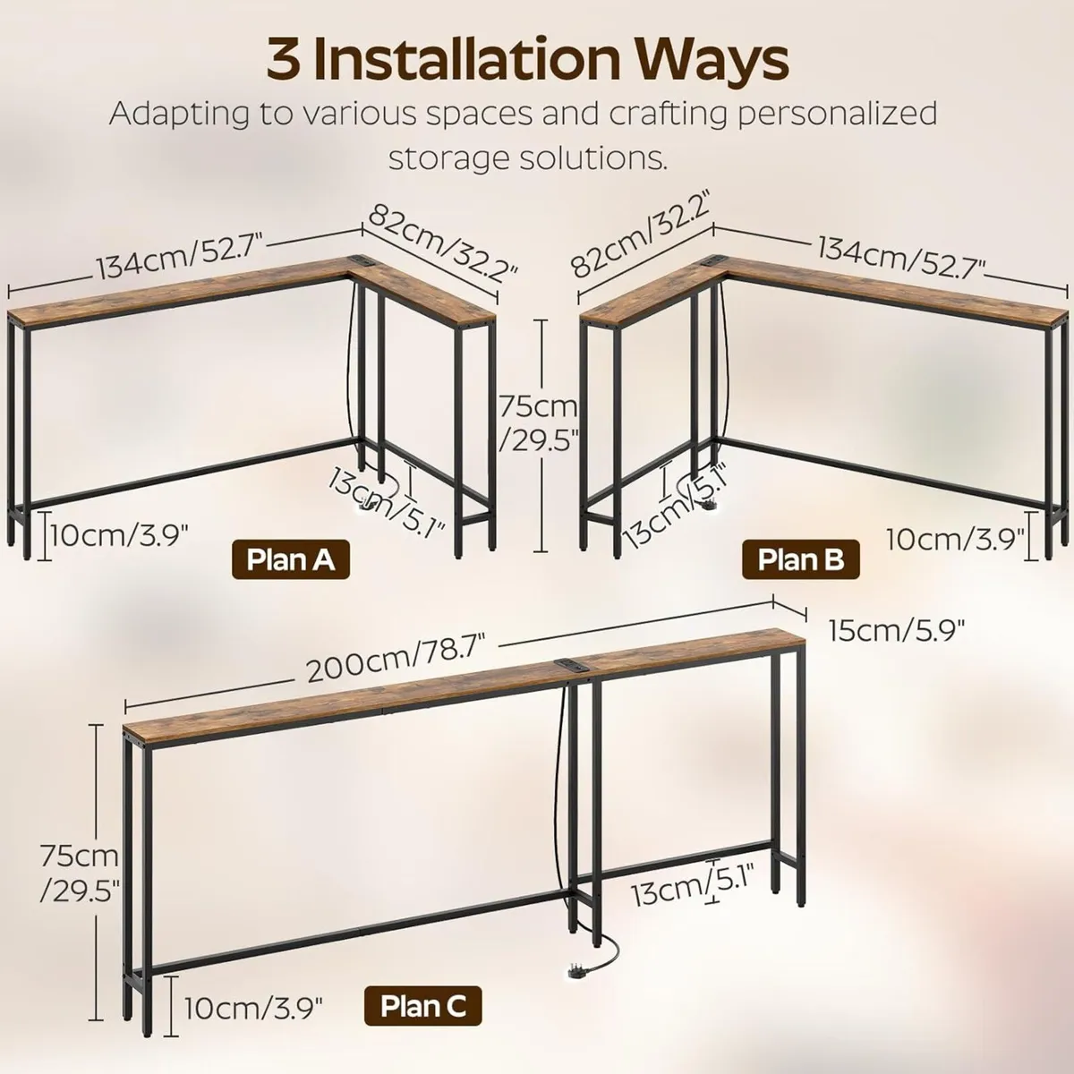 Slim Console Table Narrow Sofa - Image 3