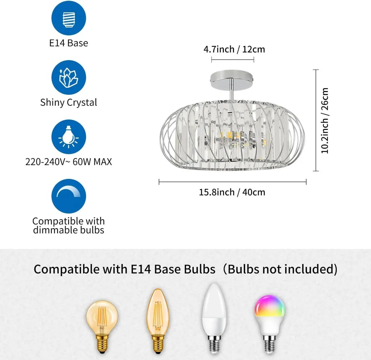 Light Fittings Ceilings Shade Crystal Chandelier - Image 3