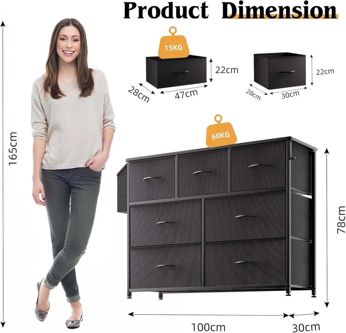 Fabric Chest of Drawers Canvas Storage Unit - Image 3