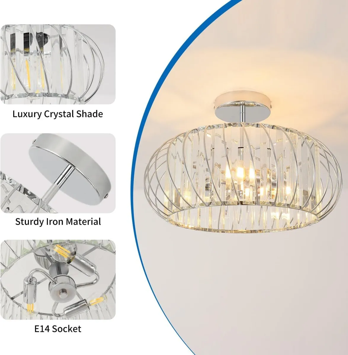 Light Fittings Ceilings Shade Crystal Chandelier - Image 4