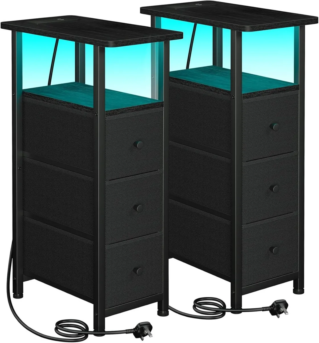 Narrow Bedside Table Slim Side for Bedroom (Set - Image 1