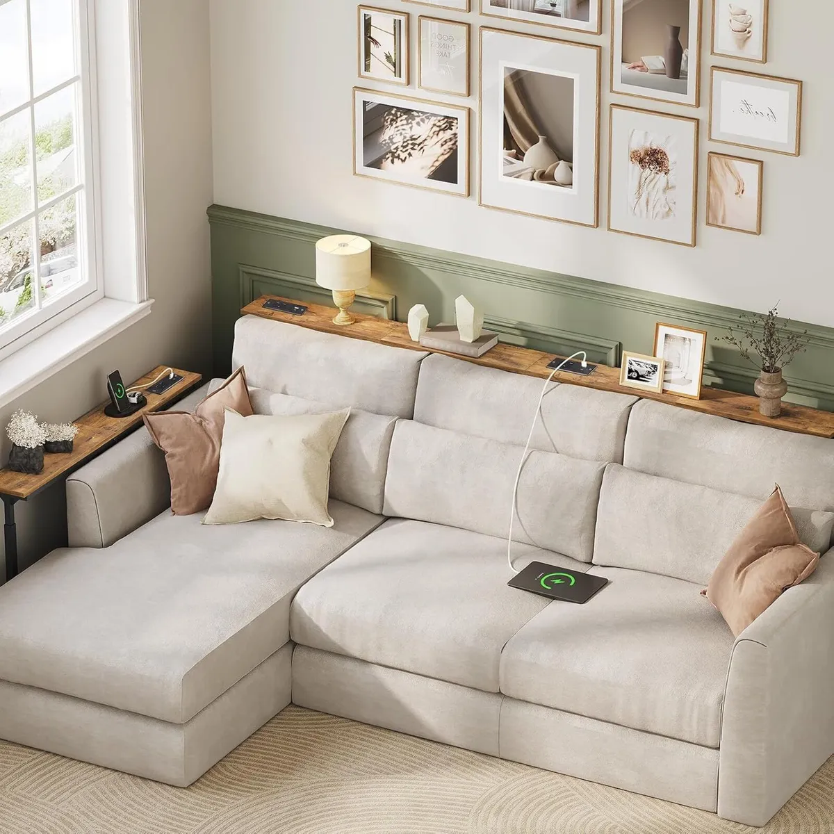 Slim Console Table Height-Adjustable Behind Sofa - Image 2