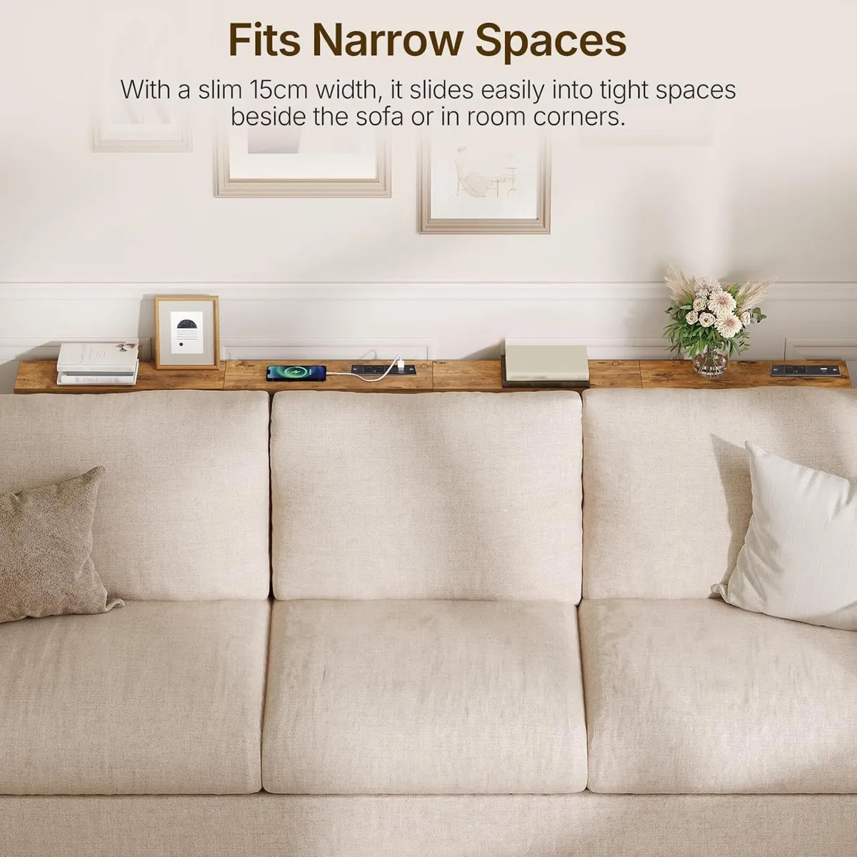 Slim Console Table Height-Adjustable Behind Sofa - Image 4