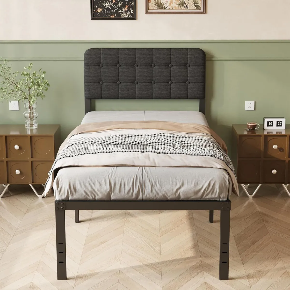 Bed Frame with Upholstered Headboard - Image 3