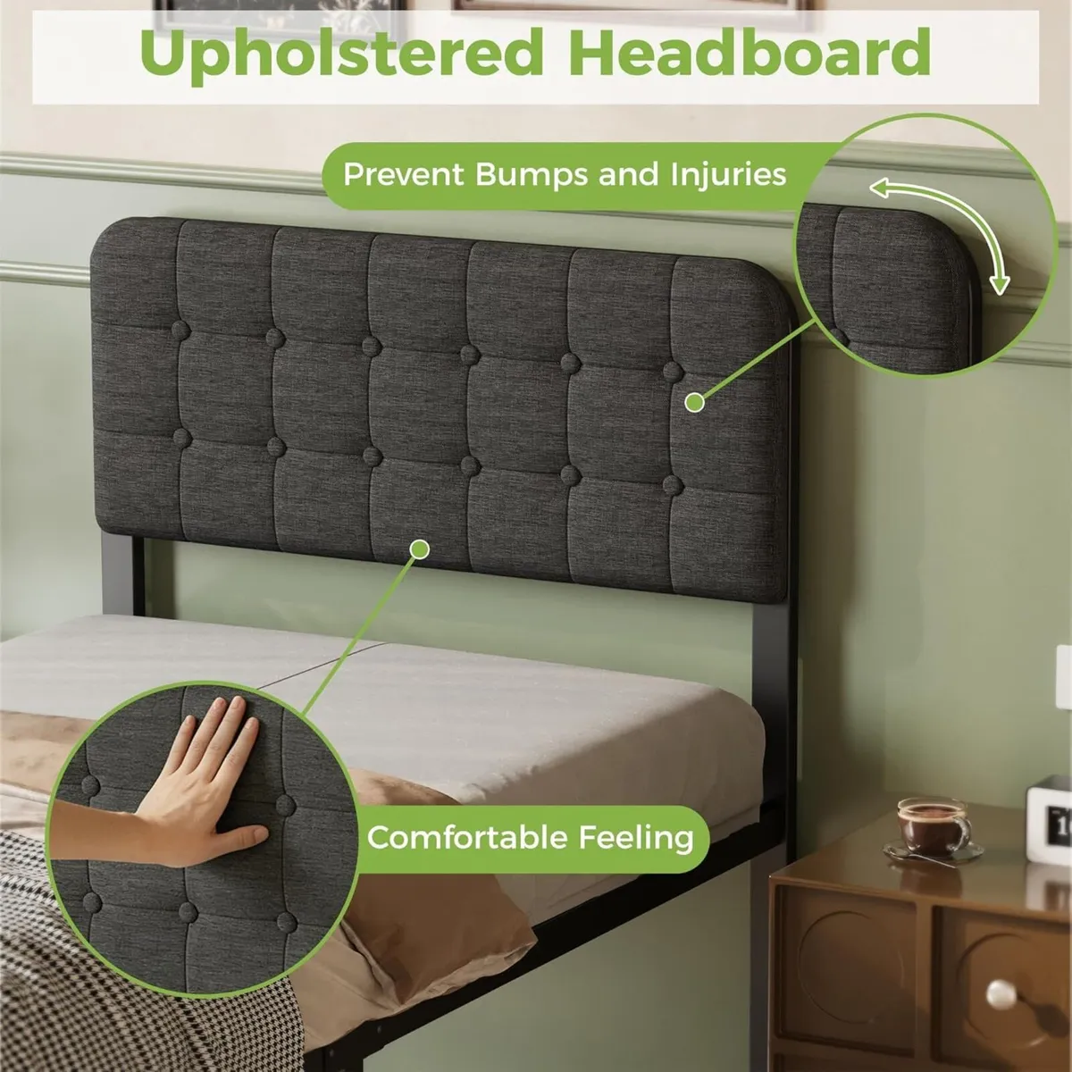 Bed Frame with Upholstered Headboard - Image 4