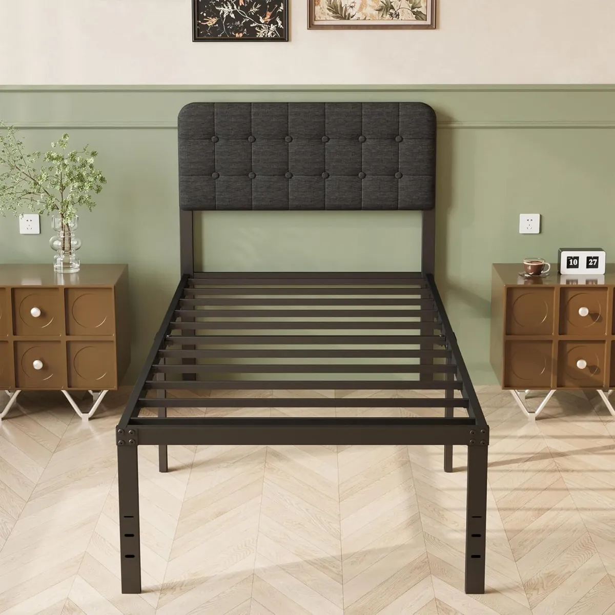 Bed Frame with Upholstered Headboard - Image 1