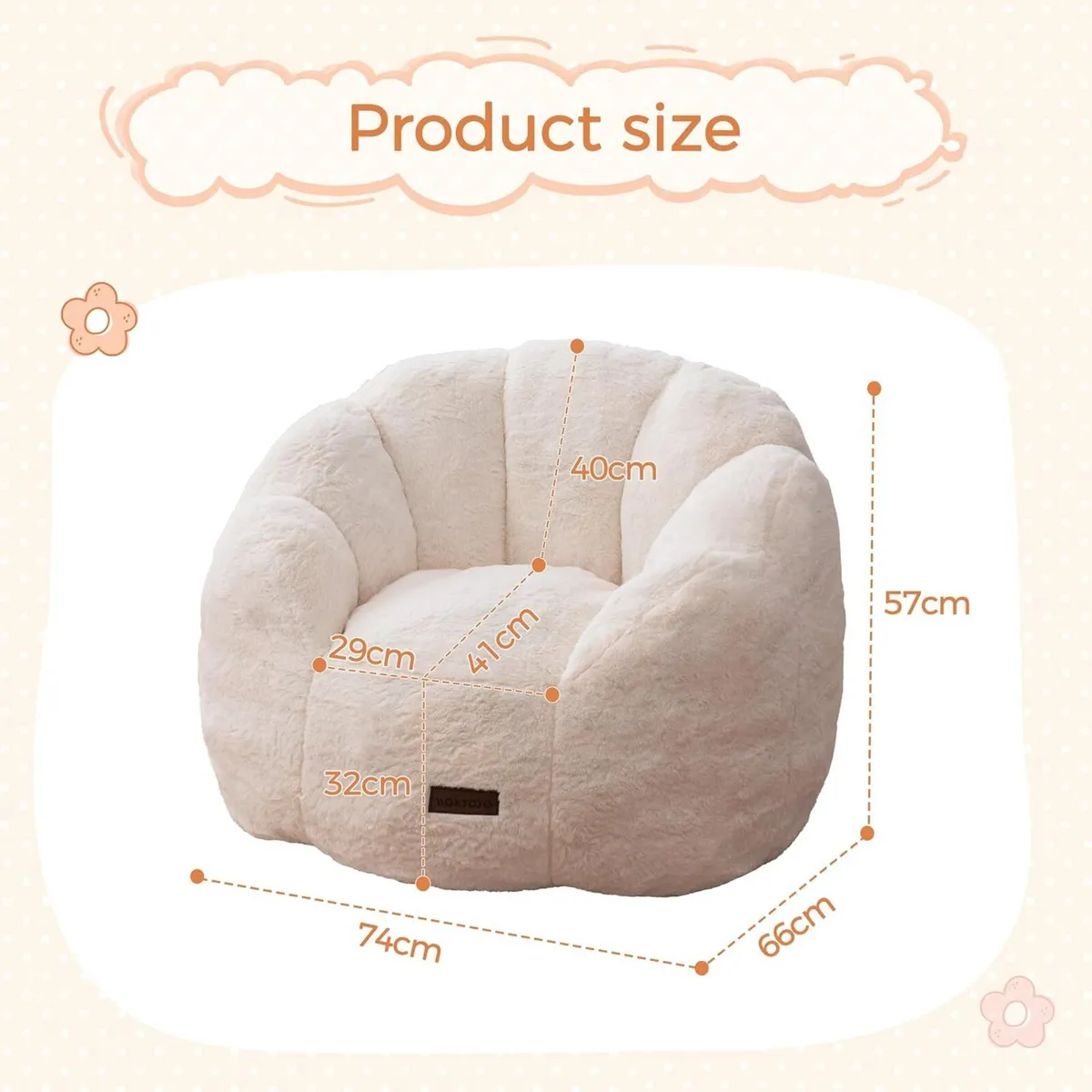 Kids Floral Shaped Bean Bag Sofa Includes Filling - Image 2