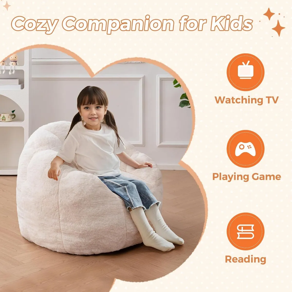 Kids Floral Shaped Bean Bag Sofa Includes Filling - Image 4