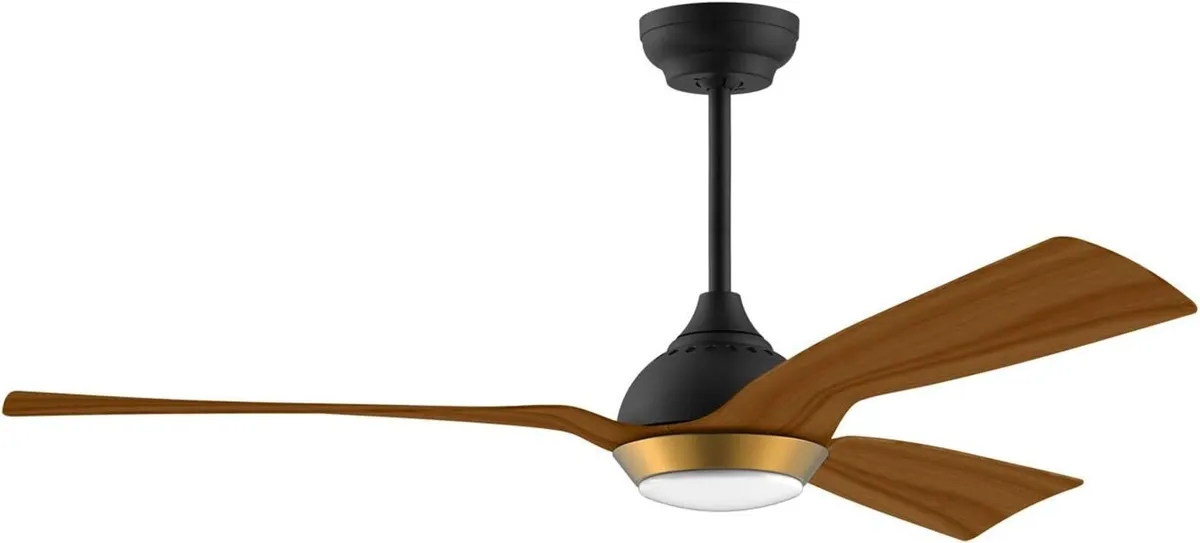 132CM Oak Grain Ceiling Fan with Light Smart - Image 1