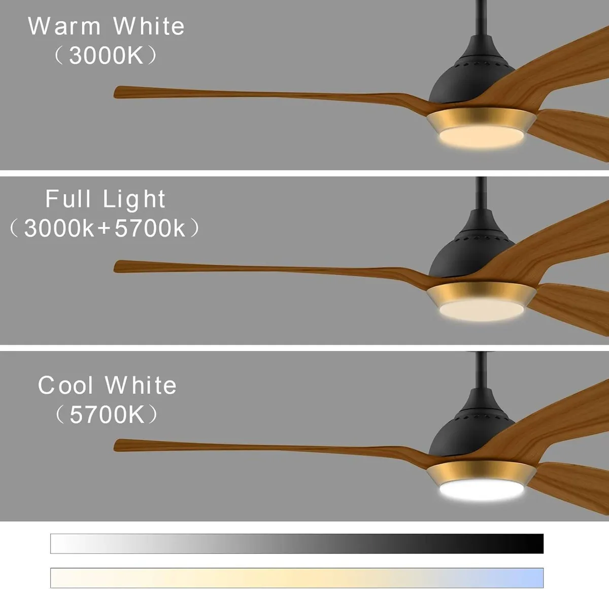132CM Oak Grain Ceiling Fan with Light Smart - Image 2