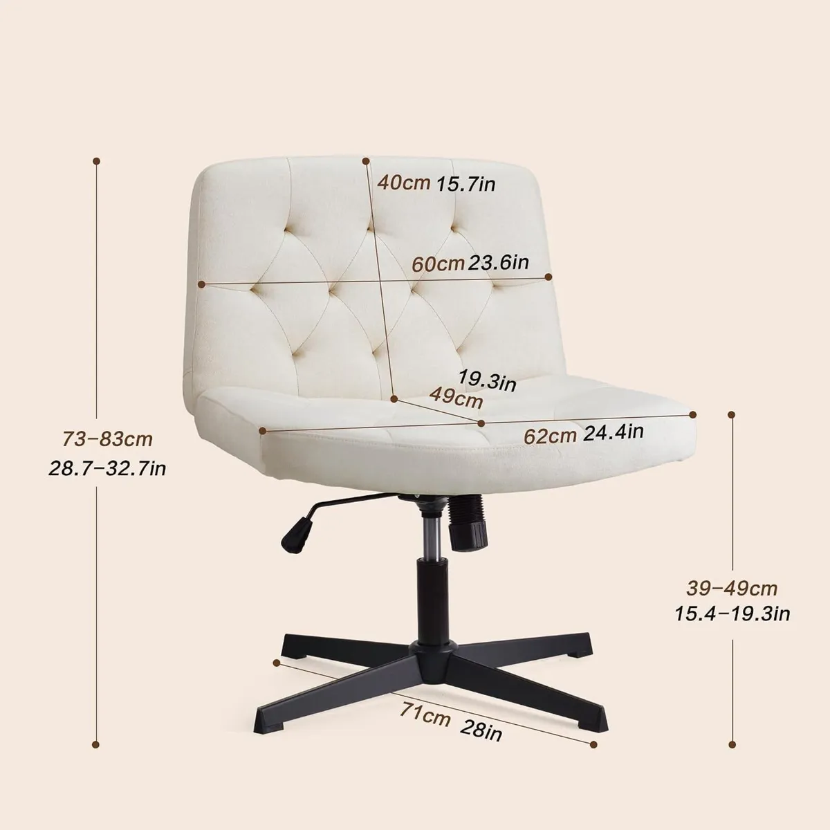 Mid-Back Cross-Legged Desk Chair Vanity Dressing - Image 3