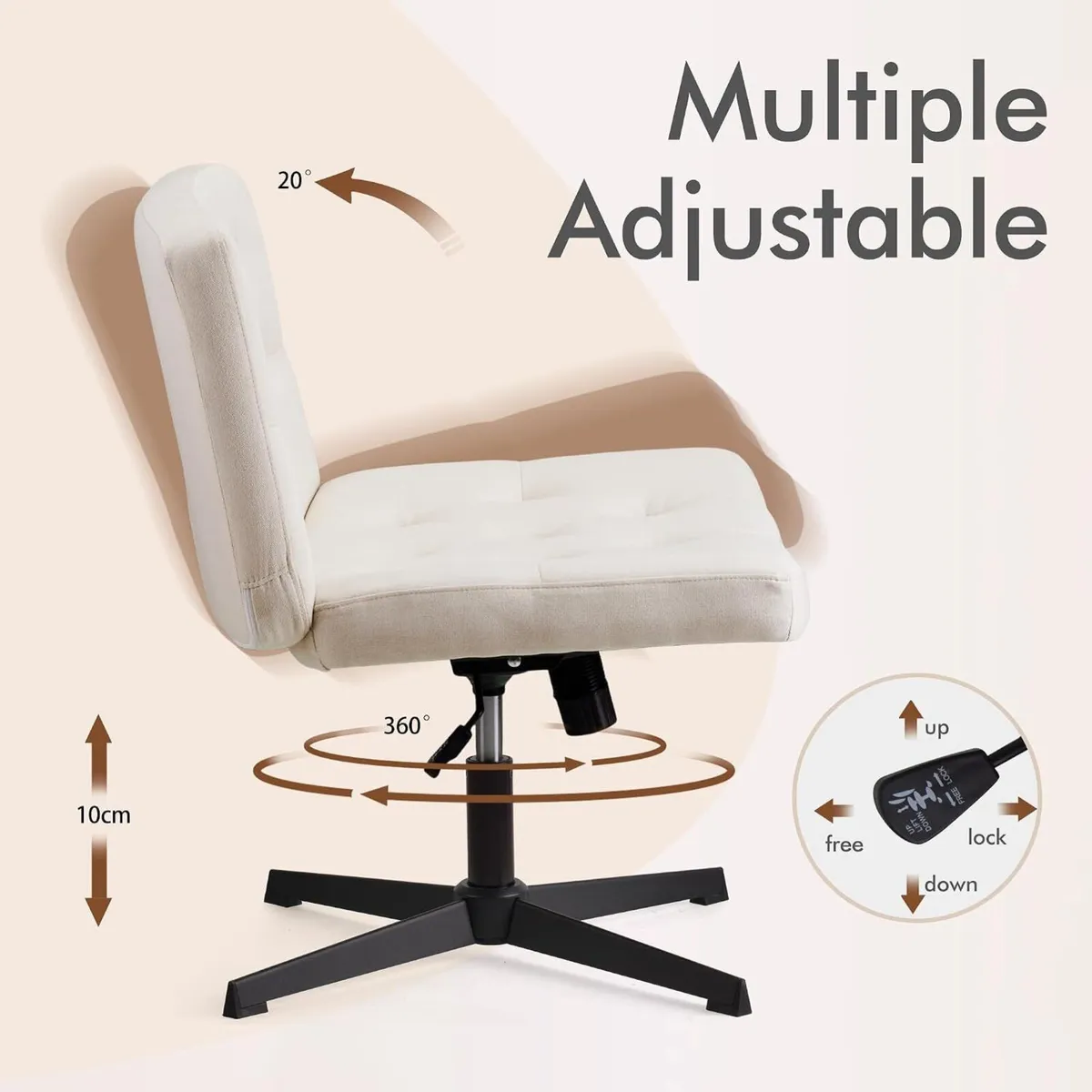 Mid-Back Cross-Legged Desk Chair Vanity Dressing - Image 4