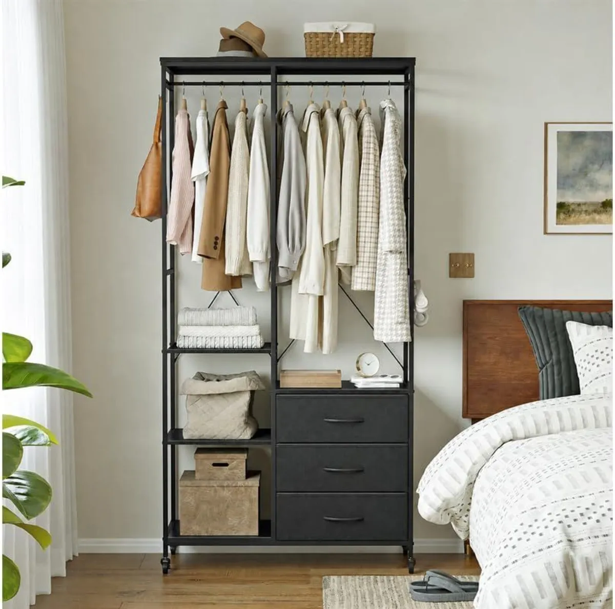 Heavy Duty Clothing Rail Wardrobe with 3 Drawers - Image 2