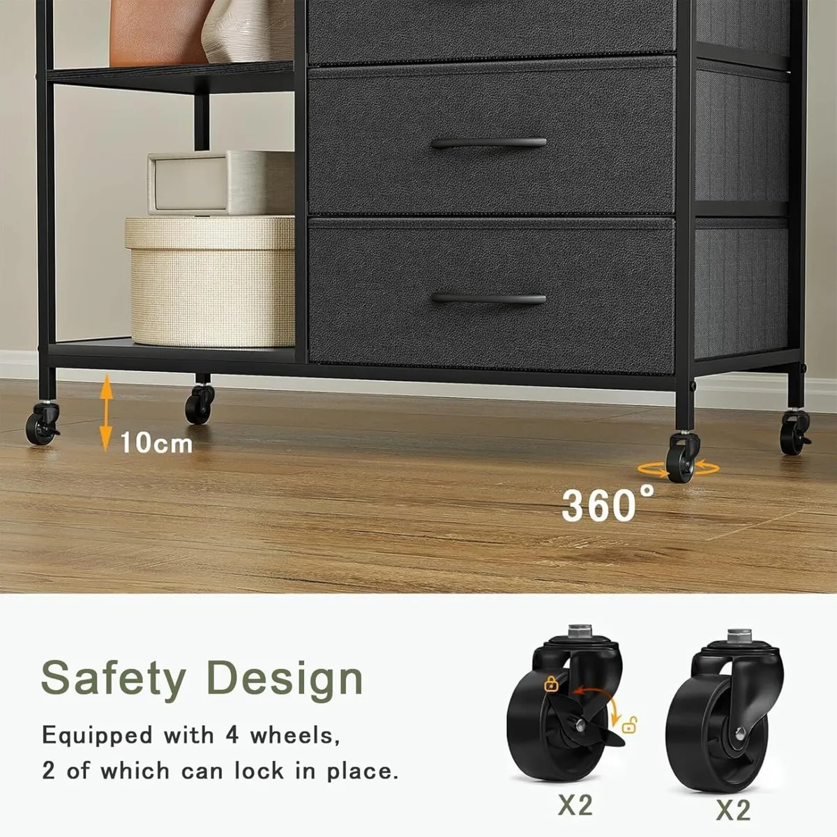Heavy Duty Clothing Rail Wardrobe with 3 Drawers - Image 4