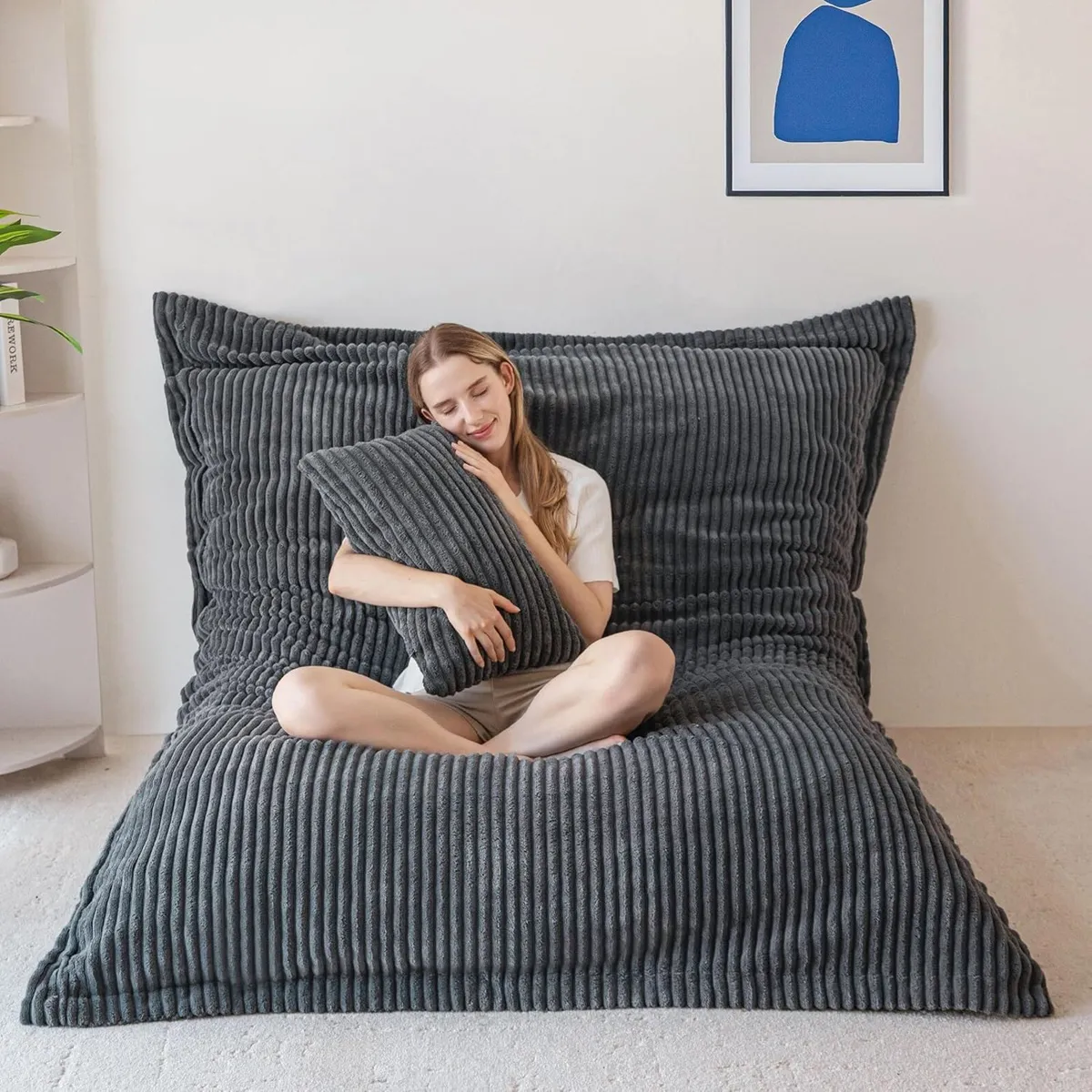 Giant Bean Bag with Pillow Soft Corduroy - Image 1
