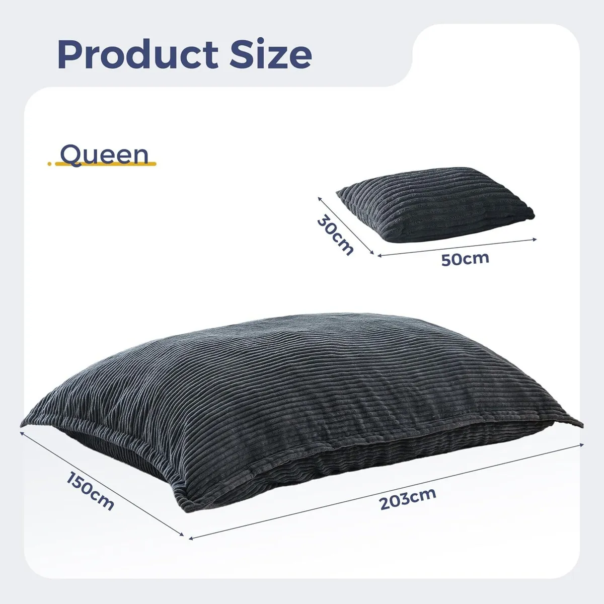Giant Bean Bag with Pillow Soft Corduroy - Image 2