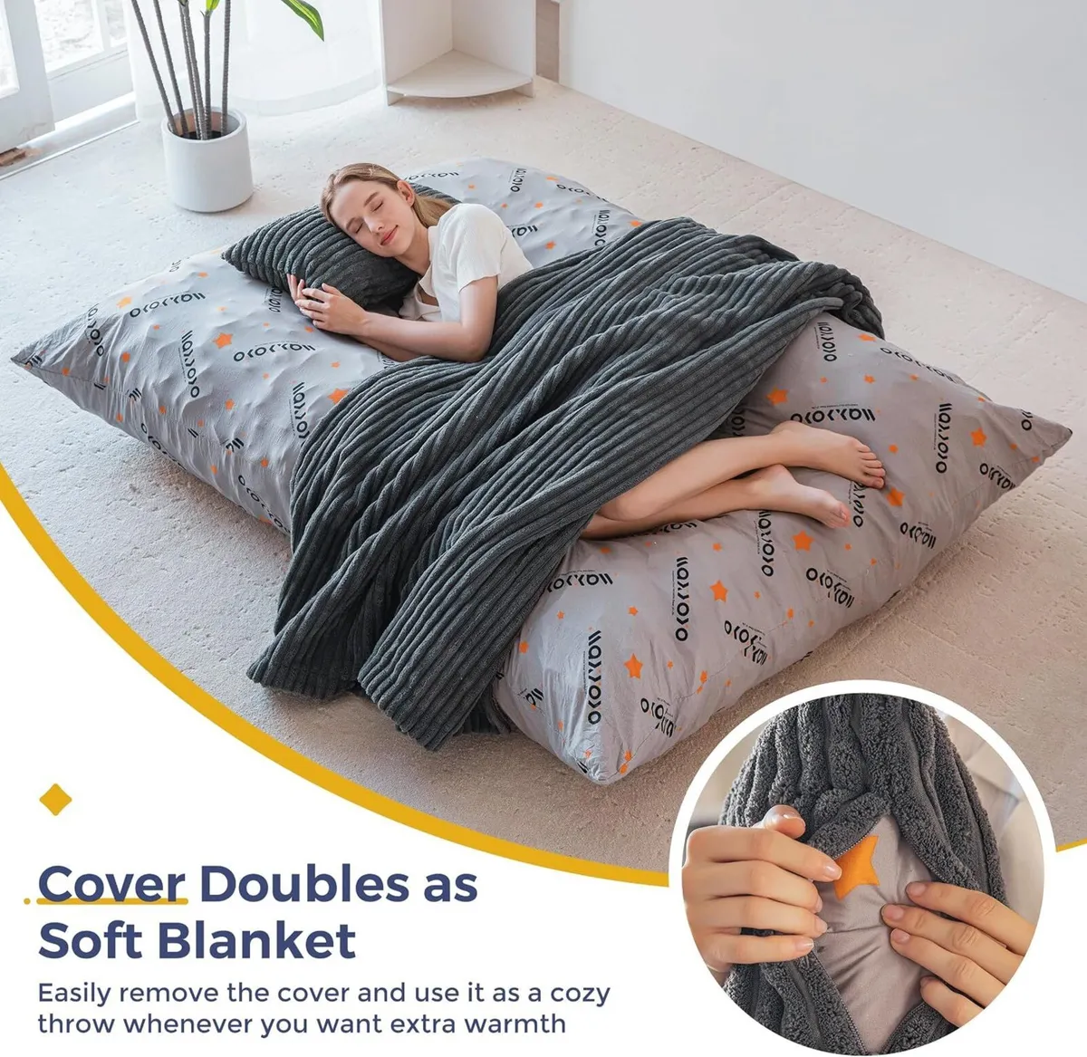 Giant Bean Bag with Pillow Soft Corduroy - Image 4