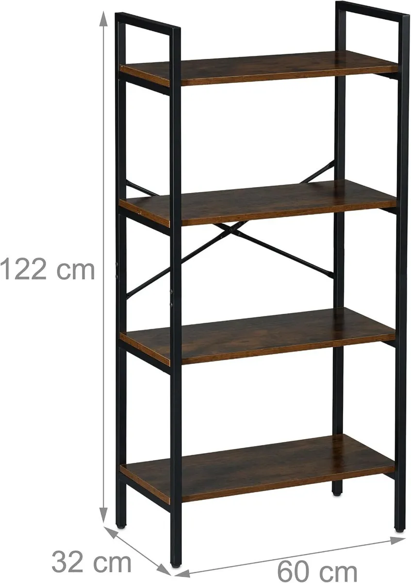 Bookcase 4 Tiers 122x60x32CM Shelving Unit - Image 4