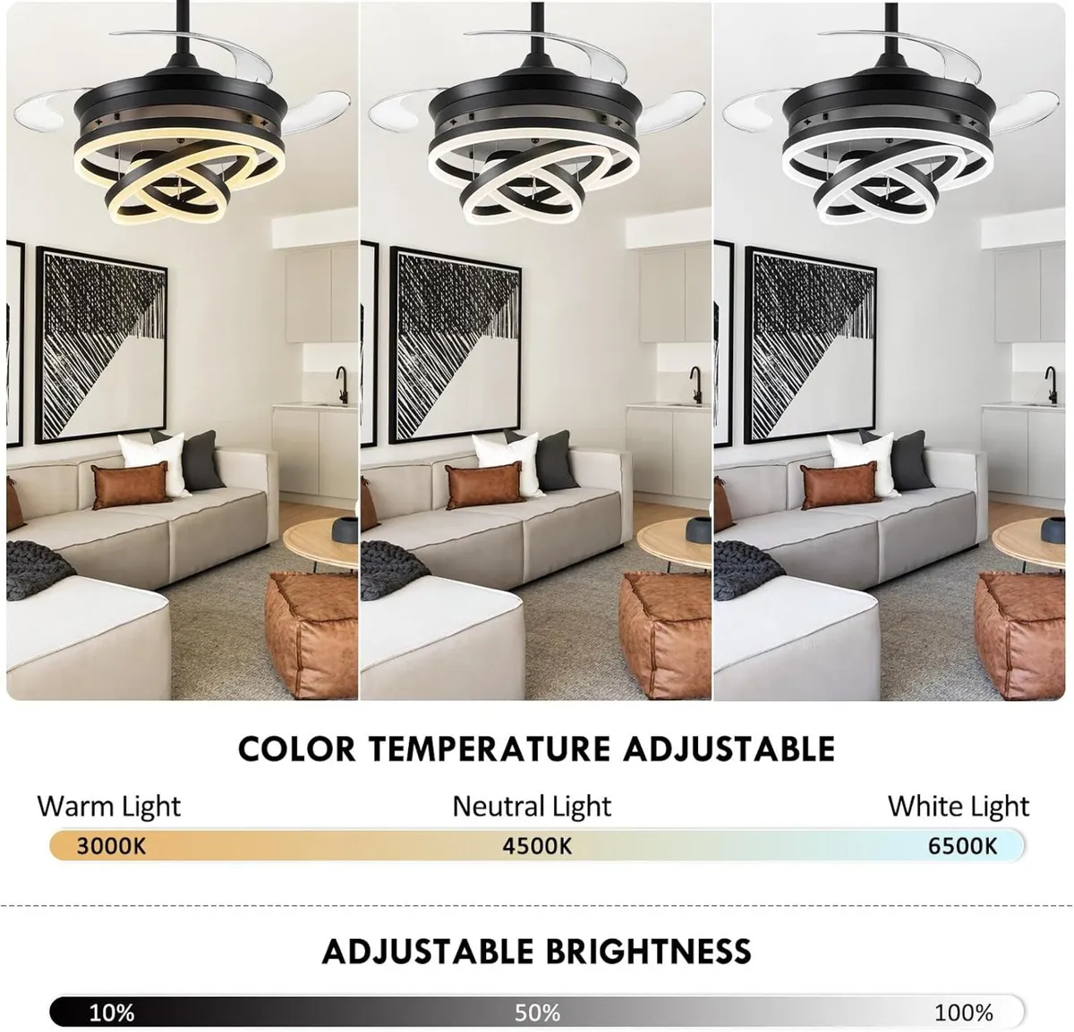 Chandelier Ceiling Fan with Lights and Remote 36 - Image 2