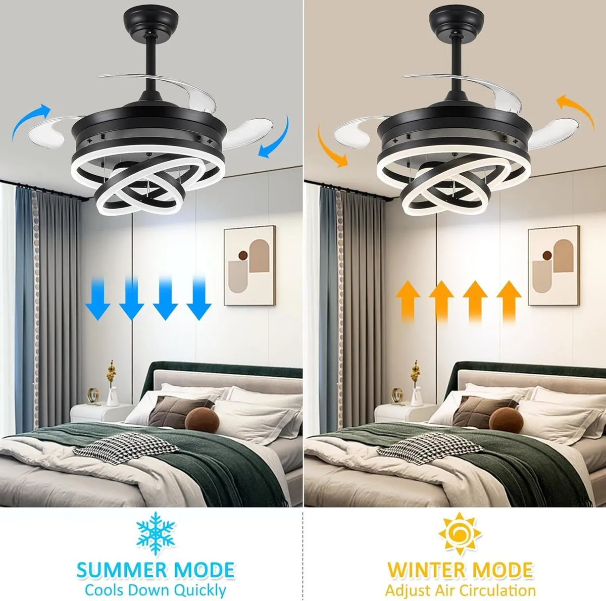 Chandelier Ceiling Fan with Lights and Remote 36 - Image 3
