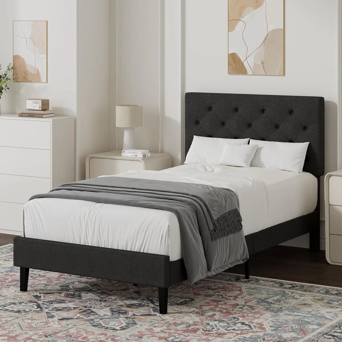 Bed Frame with Adjustable Upholstered Headboard - Image 4