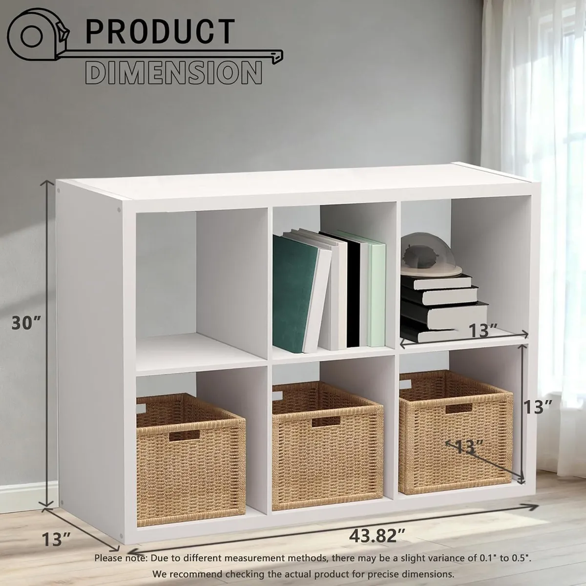 Wooden Thick Frame 6 Cube Storage Organiser Shelf - Image 3