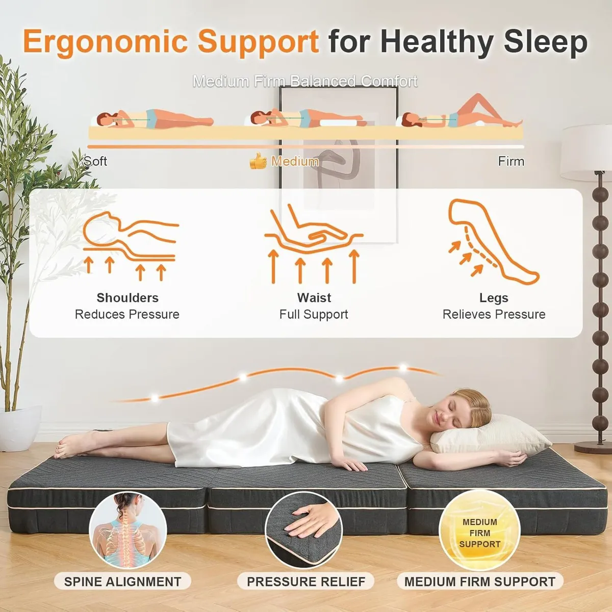 Folding Mattress Tri Fold Memory Foam with 3-Layer - Image 2