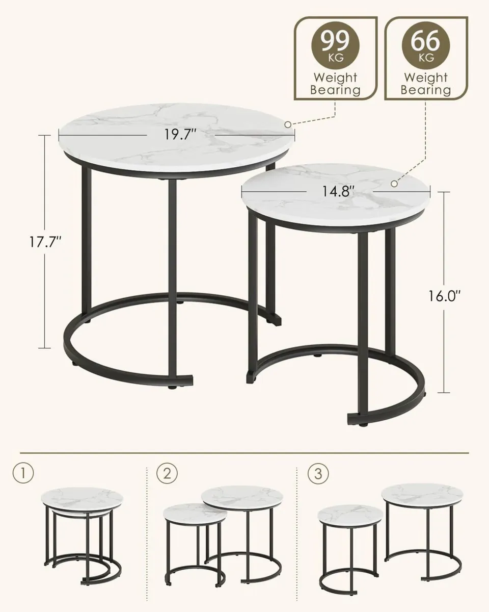 Round Coffee Tables Removable End Table Nesting - Image 3