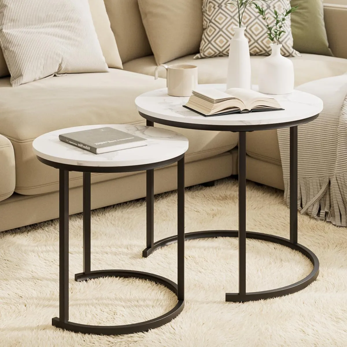 Round Coffee Tables Removable End Table Nesting - Image 4