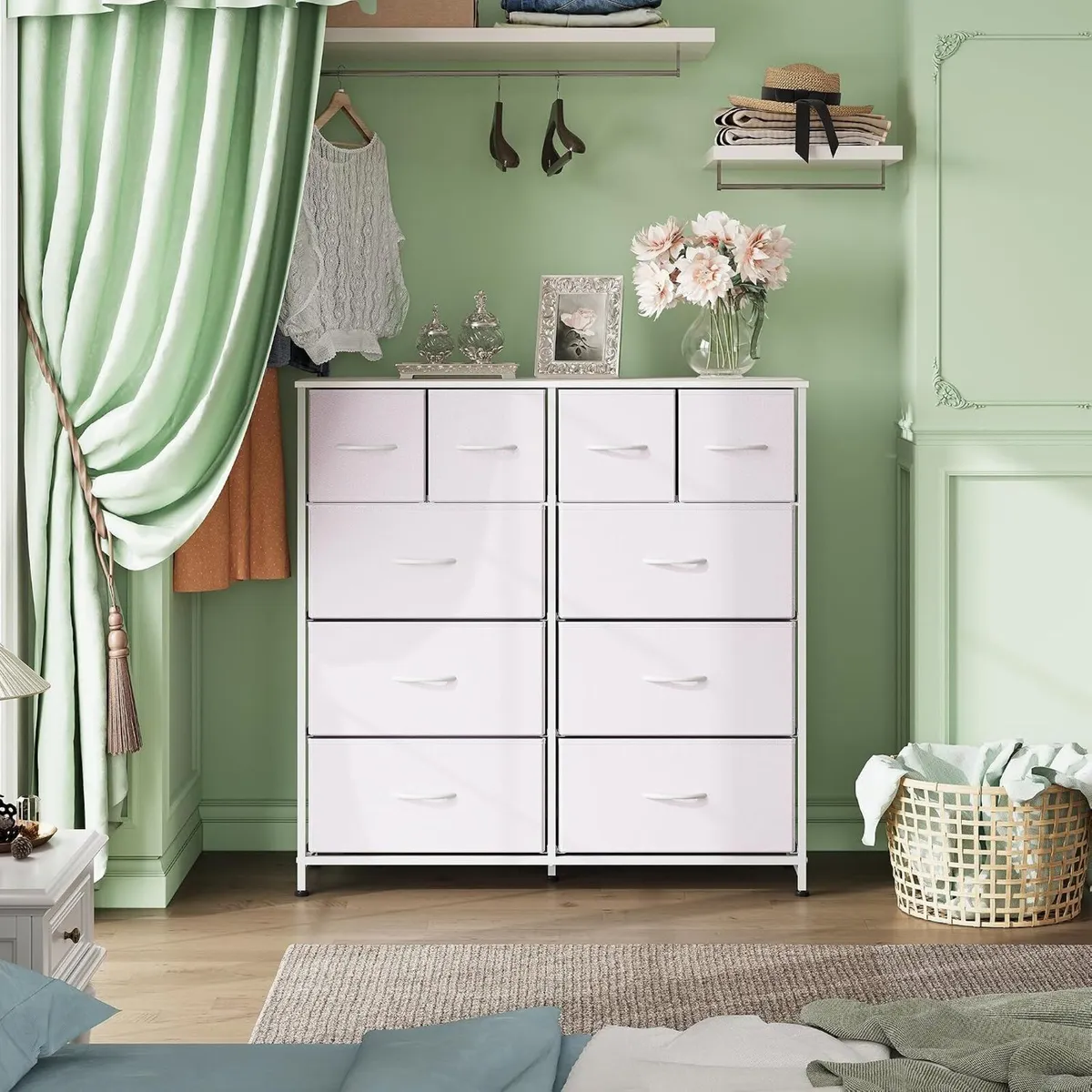 Tall Chest of Drawers 10 Large Fabric Dresser - Image 2