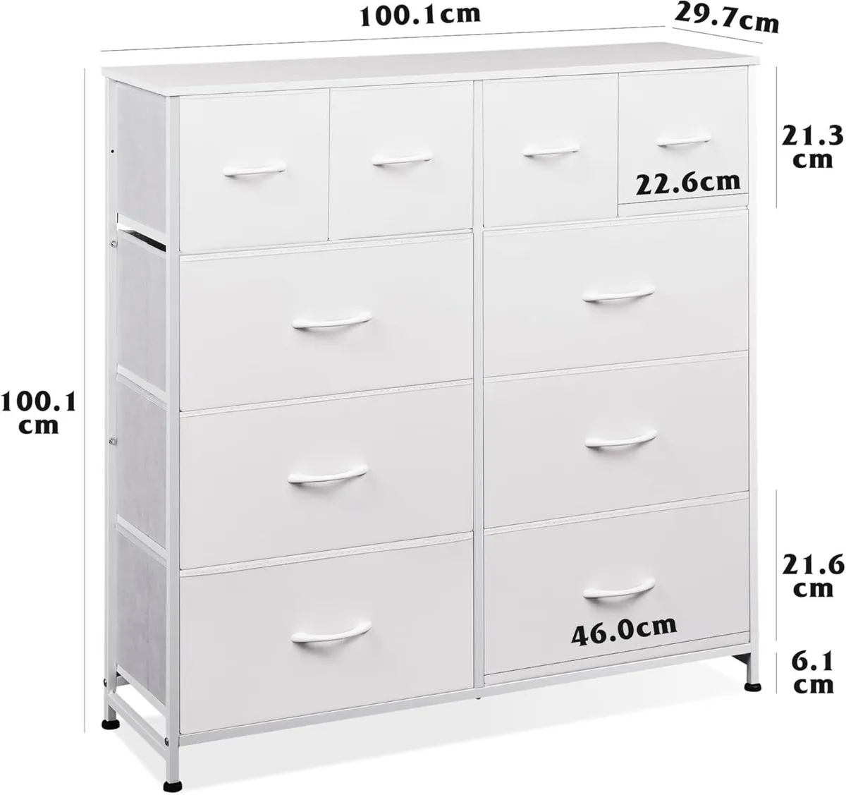 Tall Chest of Drawers 10 Large Fabric Dresser - Image 3