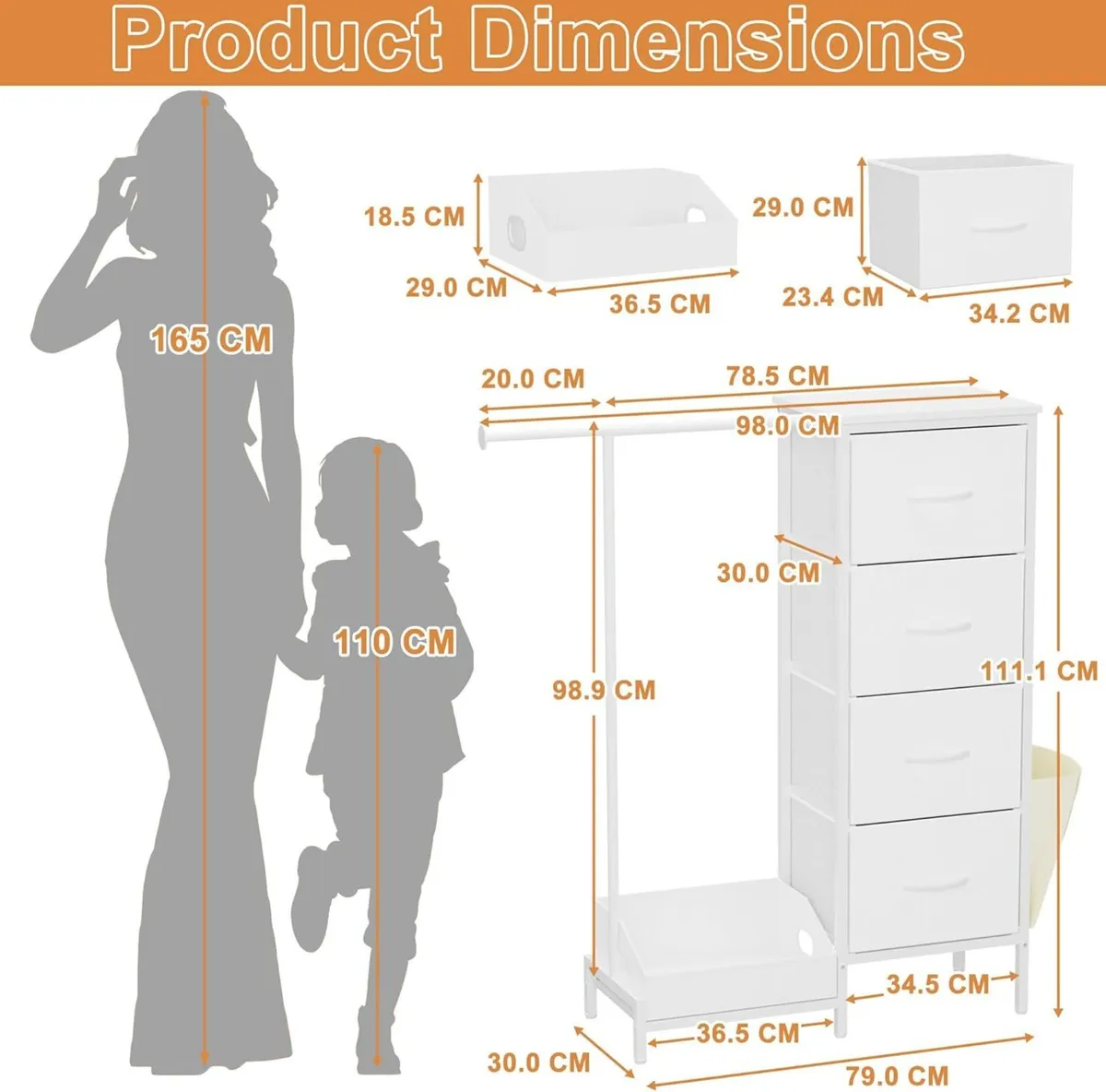 Chest of Drawers with Retractable Hanging Rail - Image 3
