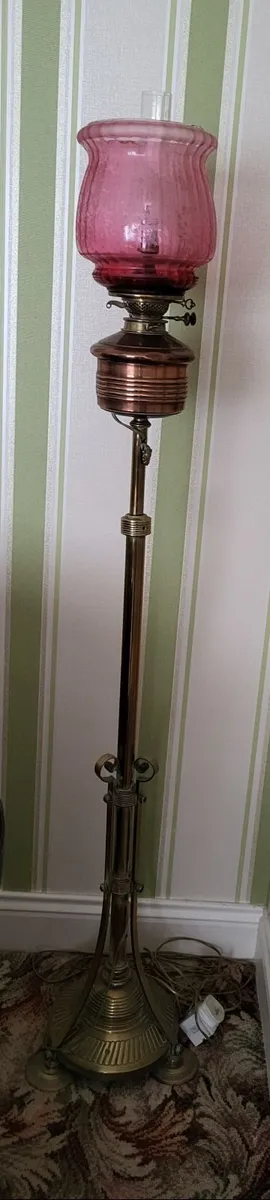 Tall converted antique lamp