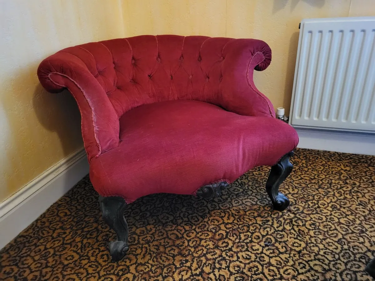 Pre owned Antique red tub chair - Image 2
