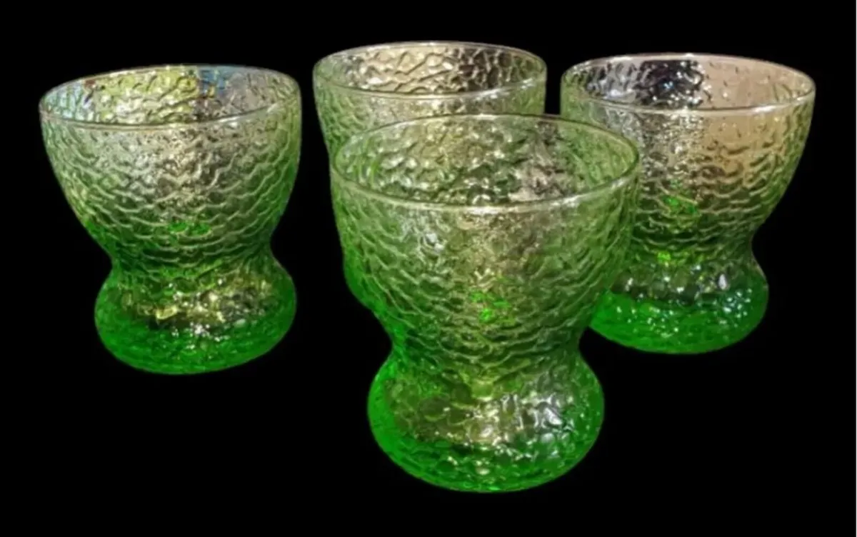 Vintage Harrods Green Textured Glass Bowls/Glasses - Image 1
