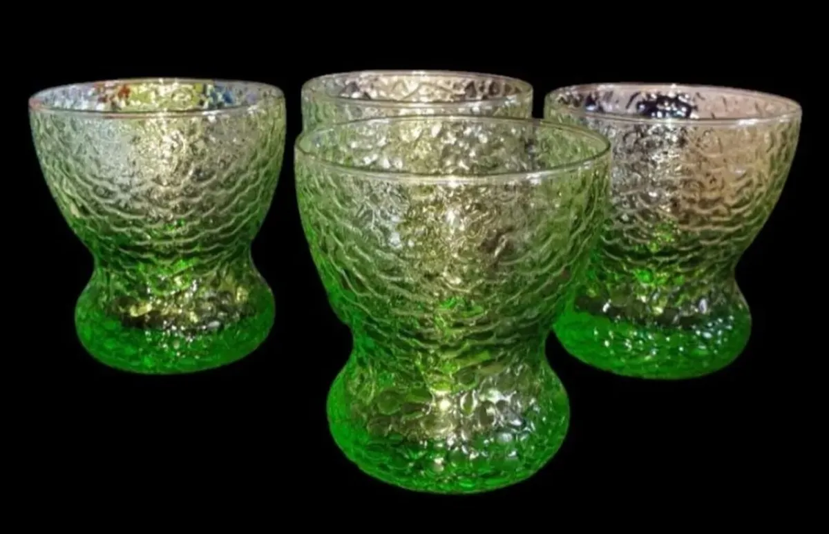 Vintage Harrods Green Textured Glass Bowls/Glasses - Image 4