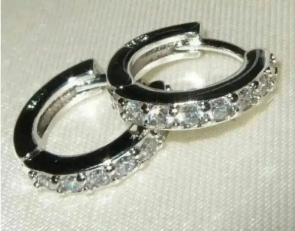 Hallmarked Silver 'Huggie' Earrings - Image 1