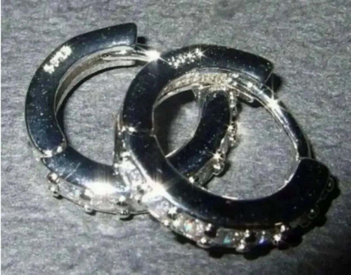 Hallmarked Silver 'Huggie' Earrings - Image 2